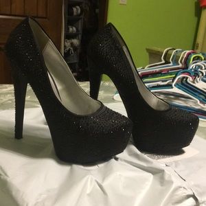 Bedazzled paprika heels